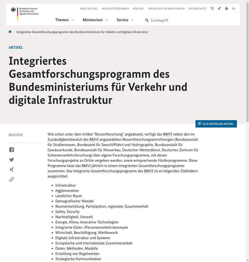 BMVI Förderprogramm-Übersicht