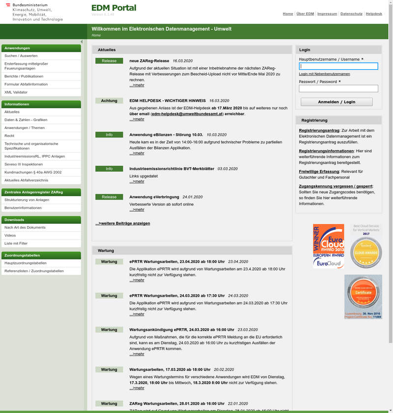 Elektronisches Datenmanagement Umwelt (EDM)