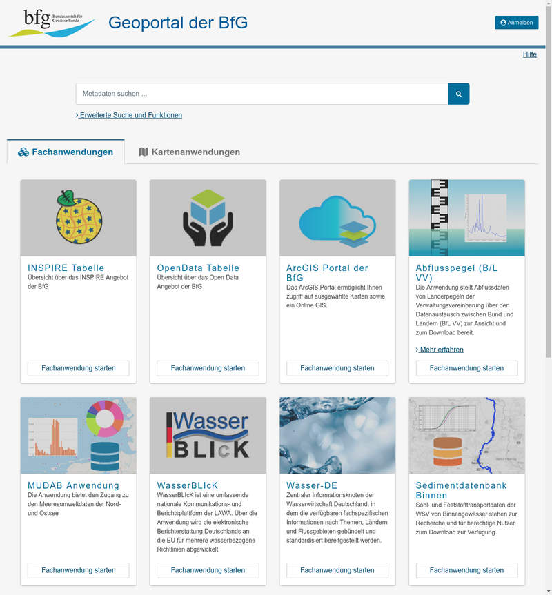 GGInA, das Geoportal der Bundesanstalt für Gewässerkunde (BfG)
