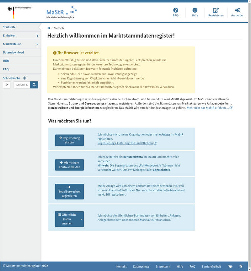 Marktstammdatenregister (MaStR)