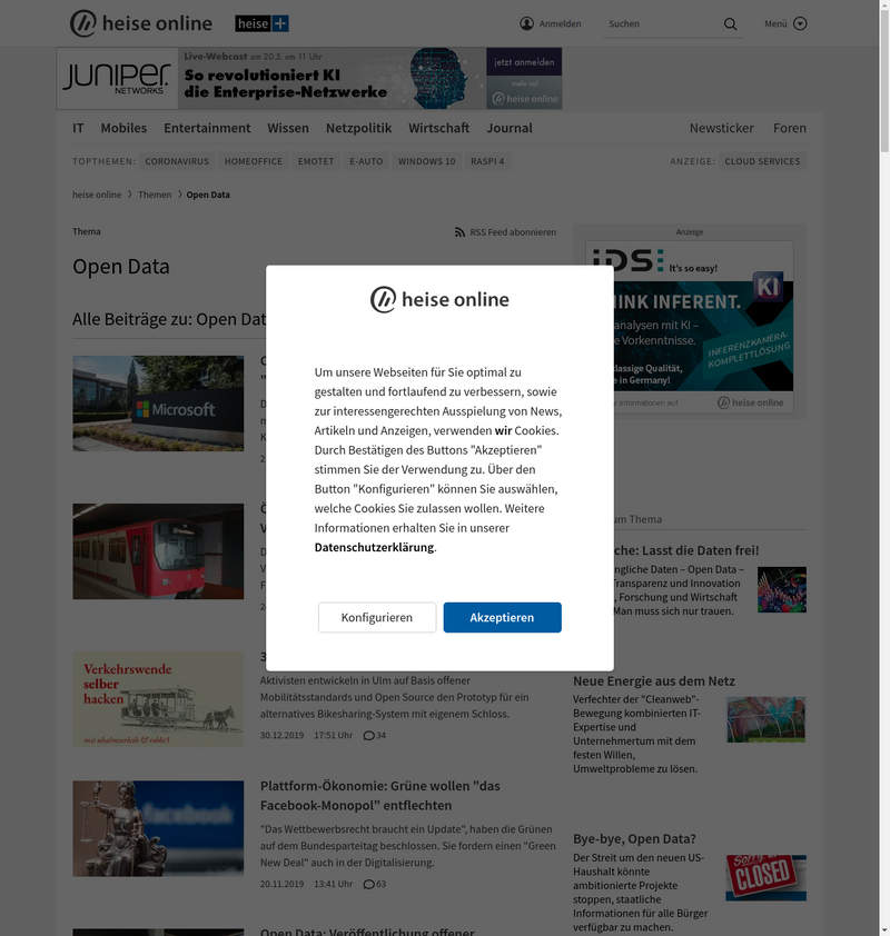 Open Data News von Heise.de