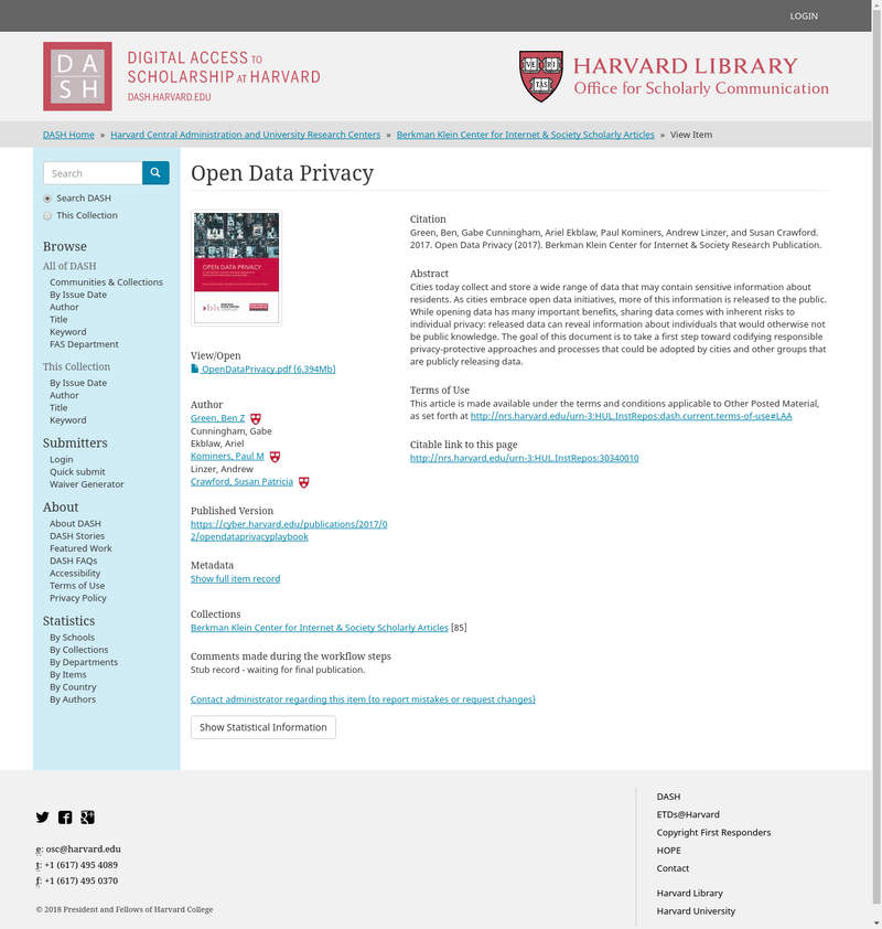 Open Data Privacy