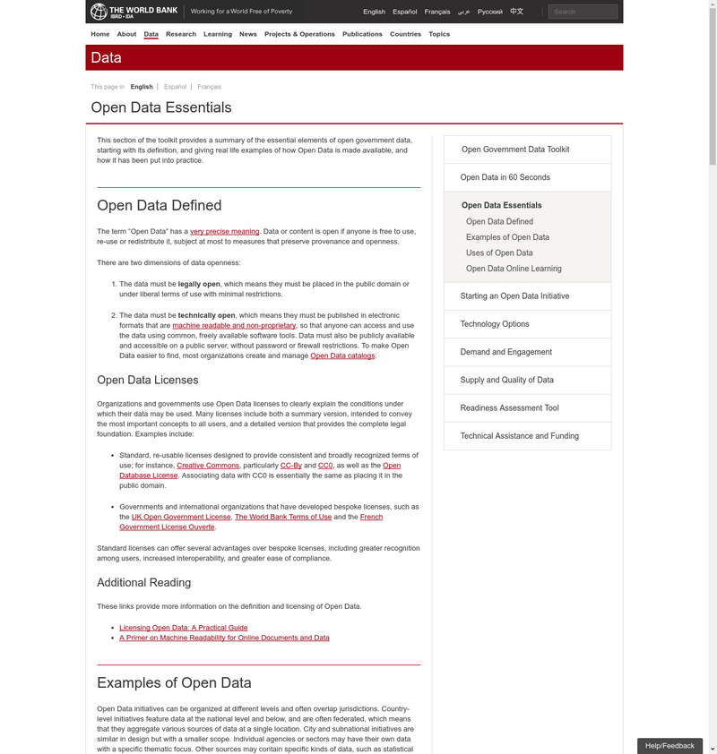 Open Data Toolkit der Weltbank