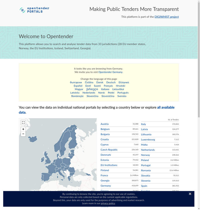 Opentender - Ausschreibungen und Vergabedaten