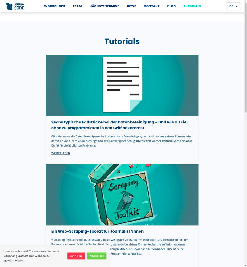 Tutorials zu Datenjournalismus von JournoCode