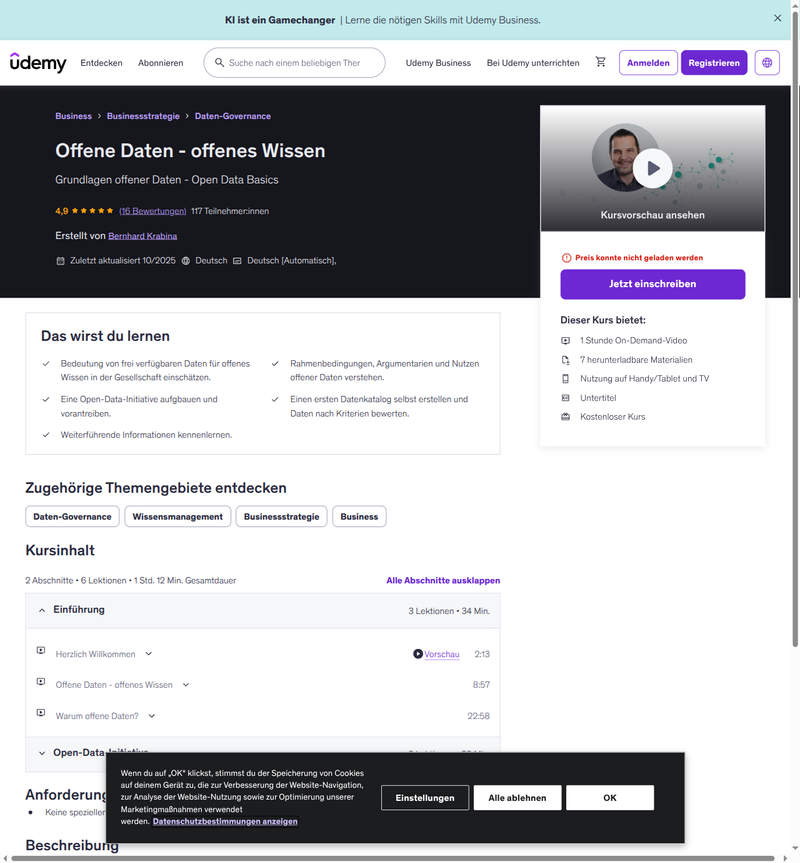 Udemy Open Data Kurs