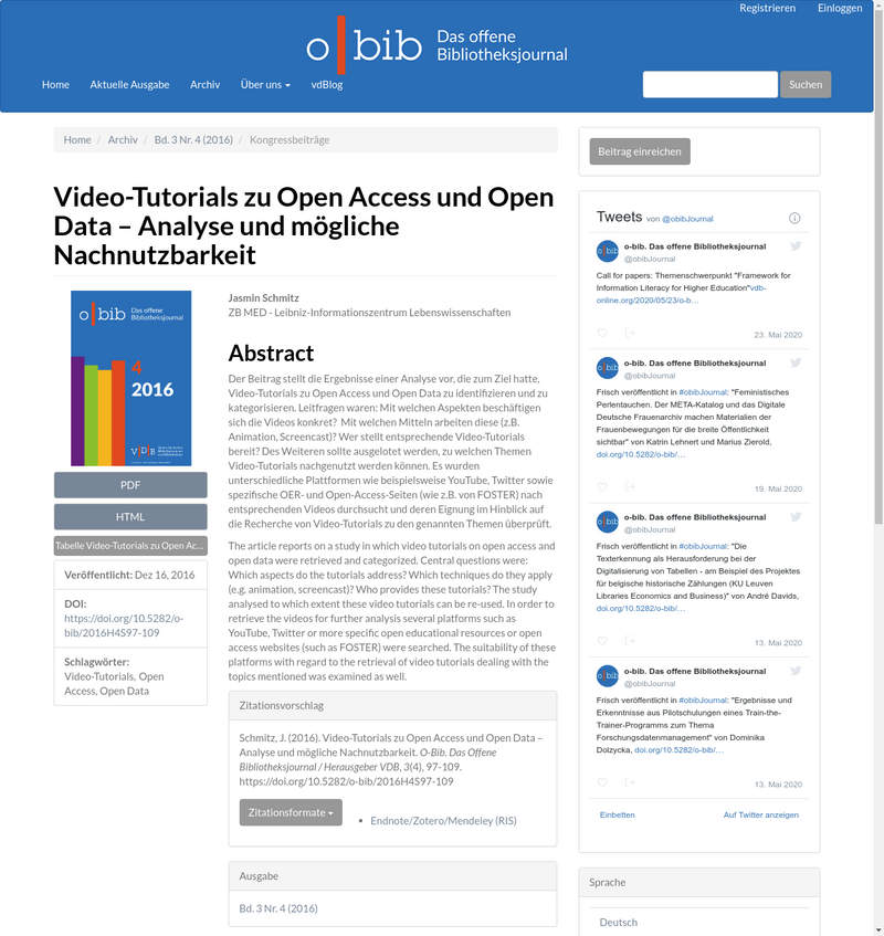 Video-Tutorials zu Open Access und Open Data